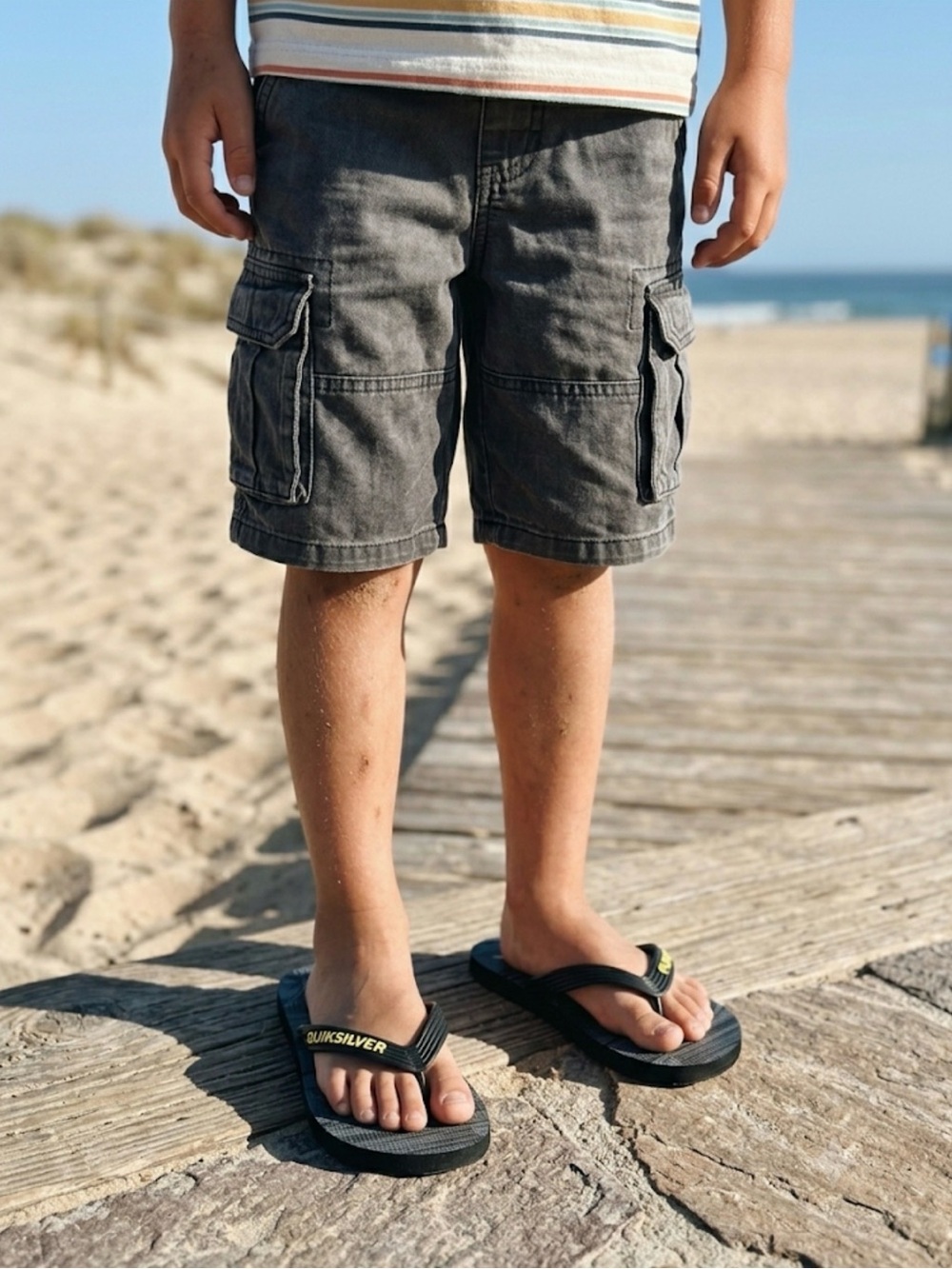 QUICKSILVER BOYS BLACK-GRAY FLIP FLOPS SANDALS